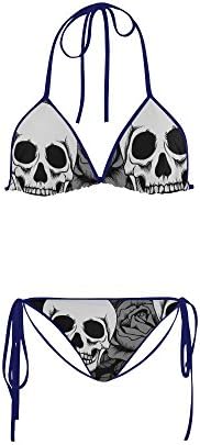 Women's Sugar Skull Dia De Los Muertos Two Pieces Bikini Sets Swimwear Swimsuit