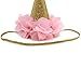 SIFAN Handmade First Birthday Hats for Baby Shower, Girls and Adults, Gold/Pink