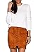 PROGRACE Womens Lace Up High Waist Skirt Teen Girls Fitted Suede Mini Skirt Khaki S
