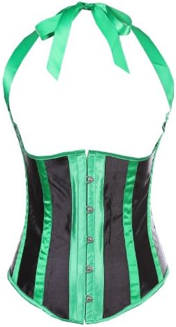 Zanuce Women's Striped Strip Halter Lace Up Steel Boned Corsets Top Waist Cincher Green 3X-large