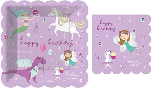 Fantastical Unicorn Birthday Dessert Plates and Napkins By Design Design