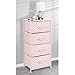 mDesign Tall Dresser Storage Tower Stand with 4 Removable Fabric Drawers - Steel Frame, Wood Top Organizer for Baby, Kid, and Teen Bedroom, Nursery, Playroom, or Dorm - Pink/White Polka Dot