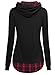 DJT Women's Funnel Neck Check Contrast Pullover Hoodie Top XX-Large Black