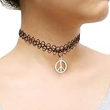 LUNIWEI Tattoo Choker Stretch Necklace Black Retro Henna Vintage Elast...