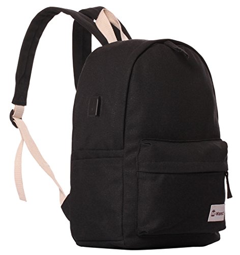 Veenajo Canvas Classic Backpack for School Travel Daypack Laptop Backpack with USB Charging Port (Black)