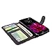 Cellularvilla Wallet Case For LG G Flex 2 H950 H955 LS996 Pu Leather Wallet Card Flip Open Pocket Case Cover Pouch (Black Pink Flower)