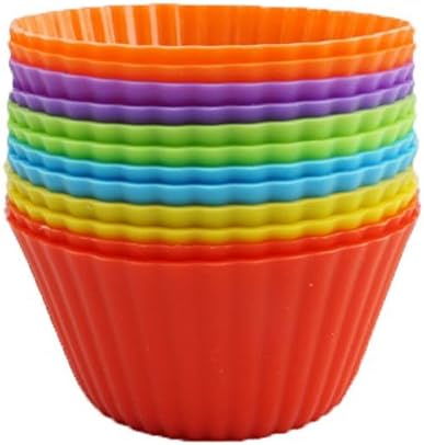 SYE Reusable Silicone Baking Cups, Cupcake Liners, Muffin Cups - Non-Stick, Heat Resistant (Up to 450°F) Cake Baking Molds, Food Grade (12)