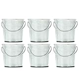 Hosley Set of 6 Mini Galvanized Buckets - 2.25