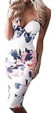 Dellytop Women's Women's Strappy Floral Midi Bodycon Club Pencil Dress