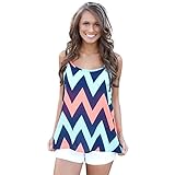 Chicnova Women's Summer Chevron Pattern Spaghetti Strap Sleeveless Shirt Vest Tops
