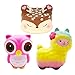 Bestkiy 3 PCS Jumbo Squishies Slow Rising Deer Cake,Rainbow Sheep,Pink Owl Set Kawaii Squishy Cream Scented Squishy Toys Decompression Stress Relieve for Kids and Adults