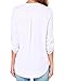 Face N Face Women's Summer V Neck Solid Loose Casual Cuffed Long Sleeve Blouses Large White