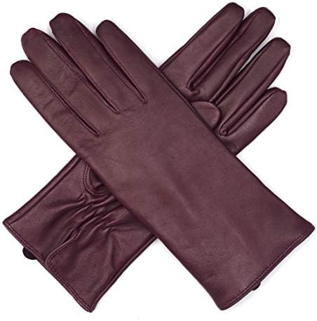 Harssidanzar Womens Luxury Italian Nappa Leather Gloves Vintage Finished Wool Lined