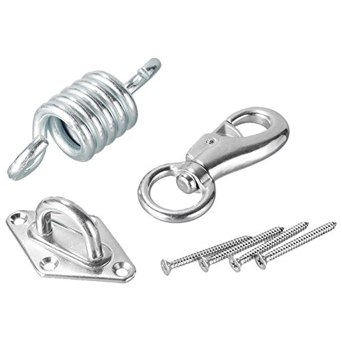 Tebery 500 LB Capacity Hammock Chair Ultimate Hanging Kit - Premium Stainless Steel Hammock Spring, Swivel Hook, and Ceiling Hammock Mount (with 4 stainless mounting screws)