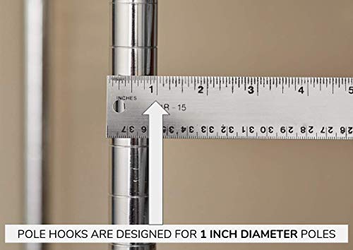 Sunway Shelf Pole Hooks 5-Pack | 2" Chrome All Purpose | Best Solution for Garage Shelving Storage Organization | Use with Metal or Wire Shelves and Racks | Heavy Duty, Easy Installation - Thumbnail 7