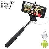 Selfie Stick #1 Newest & Most Durable Selfie Stick By the Travel Selfie Stick - Self-portrait Monopod for Iphone 6 6 Plus 5 5c 5s Samsung Galaxy S4 S5 S6 Note 4 3 with Built in Remote Shutter - Battery Free - No Bluetooth (Black)
