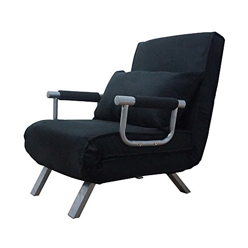 LEADZM Folding Dual Purpose Single Sleeper Sofa Bed Leisure Recliner Couch Sofa Bed Position Sofa Chair Modern Style Chair Bed with Dust Cover Black