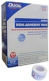 Sterile 2x3 Non-Adherent Pads (1 Pack of 100) + 1 Roll of Vakly Medical Tape (1)