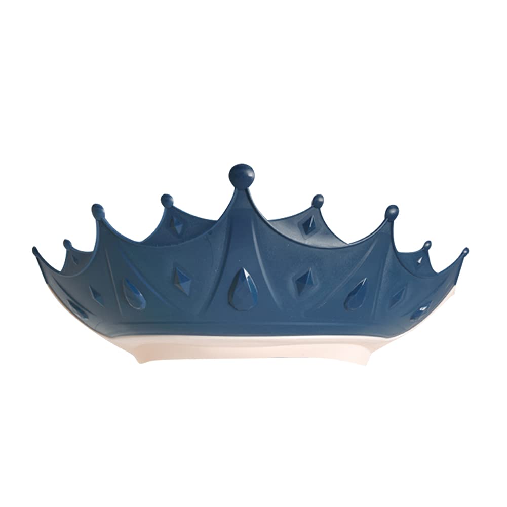 ISAKEN Baby Shampoo Cap Bath Hat, Adjustable Hair Washing Shield Eyes Ears Protection Cute Crown Shower Cap for Toddlers Infant Kids, Blue