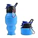 Collapsible Water Bottle 18oz, YUANFENG Leak Proof BPA Free Silicone Foldable Sports Outdoor Travel Water Bottles (Blue)