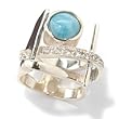 Sterling Silver 'Duante' Larimar & White Topaz Ring