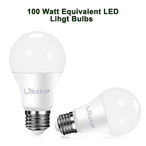 Litake A19 LED Bulbs 5000K, Daylight 100 Watt Equivalent LED Light Bulbs, 1100LM, 100-240V, 11W E26 Base LED Household Light Bulbs - 12 Pack