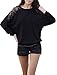 Allegra K Women's Floral Lace Panel Round Neck Stretchy Batwing Shirt