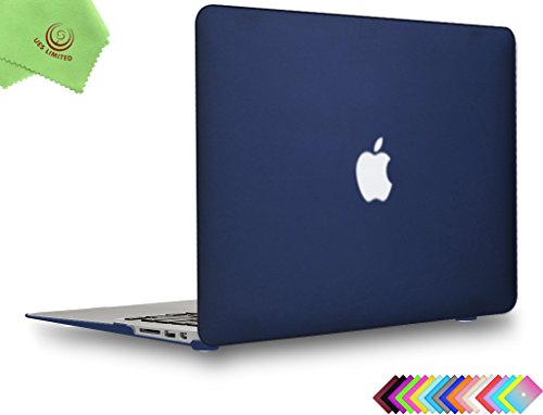 MacBook Air 13 inch Case, UESWILL Smooth Soft-Touch Matte Hard Shell Case Cover for 2008-2017 MacBook Air 13 inch (Model A1466 / A1369) + Microfibre Cleaning Cloth, Navy Blue