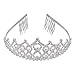 Thmyo Rhinestones Crystal Wedding Bridal Pageant Hair Jewelry Princess Tiara Crown Birthday Headband (Silver)