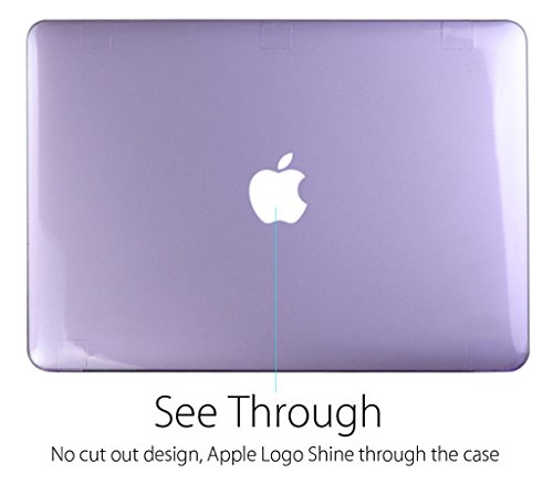 UESWILL 3in1 Glossy Crystal Clear See Through Hard Shell Case Cover for MacBook Air 13" (Model: A1466/A1369) + Keyboard Cover and Screen Protector + Microfibre Cleaning Cloth, Purple