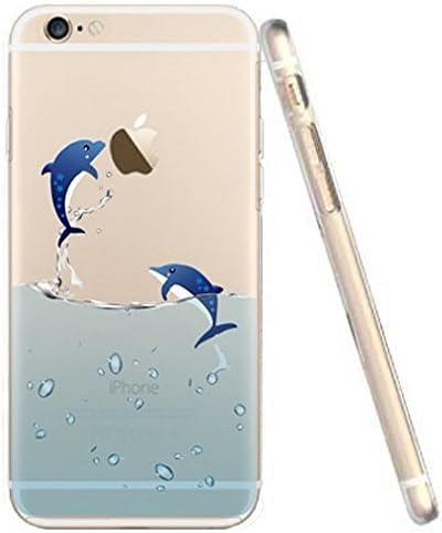 Phonecase Home Untra Slim Thin Clear Crystal Gel Apple iPhone 6S 6 Blue Flying Dolphins Design Protective Bumper Case Soft Flexible TPU Transparent Skin Back Cover Bumper for iPhone 6/6S (4.7-inch)