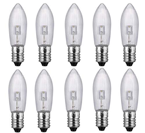 10x Candle Arch Bridge Bulb Christmas Replacement Spare E10 LED Screw Light 9V-55V AC 0.2W 3000K