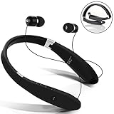 Bluetooth Headset, Dostyle Wireless Bluetooth Headphones Neckband Stereo Earphones with Retractable Earbuds, Foldable Design and Mic for iPhone X 8 7 Plus iPad Samsung Galaxy S7 S8 and Android Phones