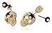 Gold Tone Punk Rock Sugar Skull Skeletons Earrings with Star Swarovski Crystal by Lovey Lovey (Black)