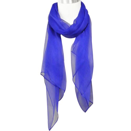 Wrapables Solid Color 100% Silk Long Scarf, Royal Blue