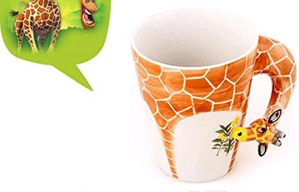 Sincere Trading 3D animals creative ceramic cup (301-400ml) ,coffee cup, milk cup, breakfast cup, tea cup (giraffes-orange)