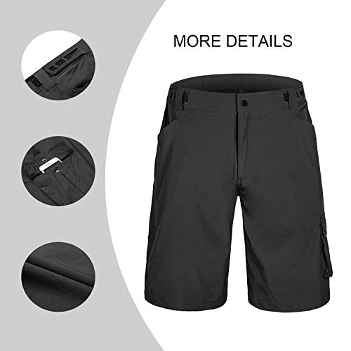 image for qualidyne Men's MTB Shorts Padded Mountain Bike Shorts, Loose Fit Bicy
