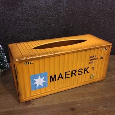 Amazon Thehiddendeer 鉄製金属製ティッシュボックスホルダー ビンテージスタイル ロフトホームデコレーション 容器 Maersk ブリキ製フェイスティッシュボックスホルダー ティッシュオーガナイザー ティッシュケース ホルダー オンライン通販