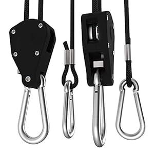 VIVOSUN – 1 Pair 1/4 inch Adjustable Heavy Duty Rope Hanger – Reinforced Steel Carabiner Clip, Loose-Proof Design, 8-ft…