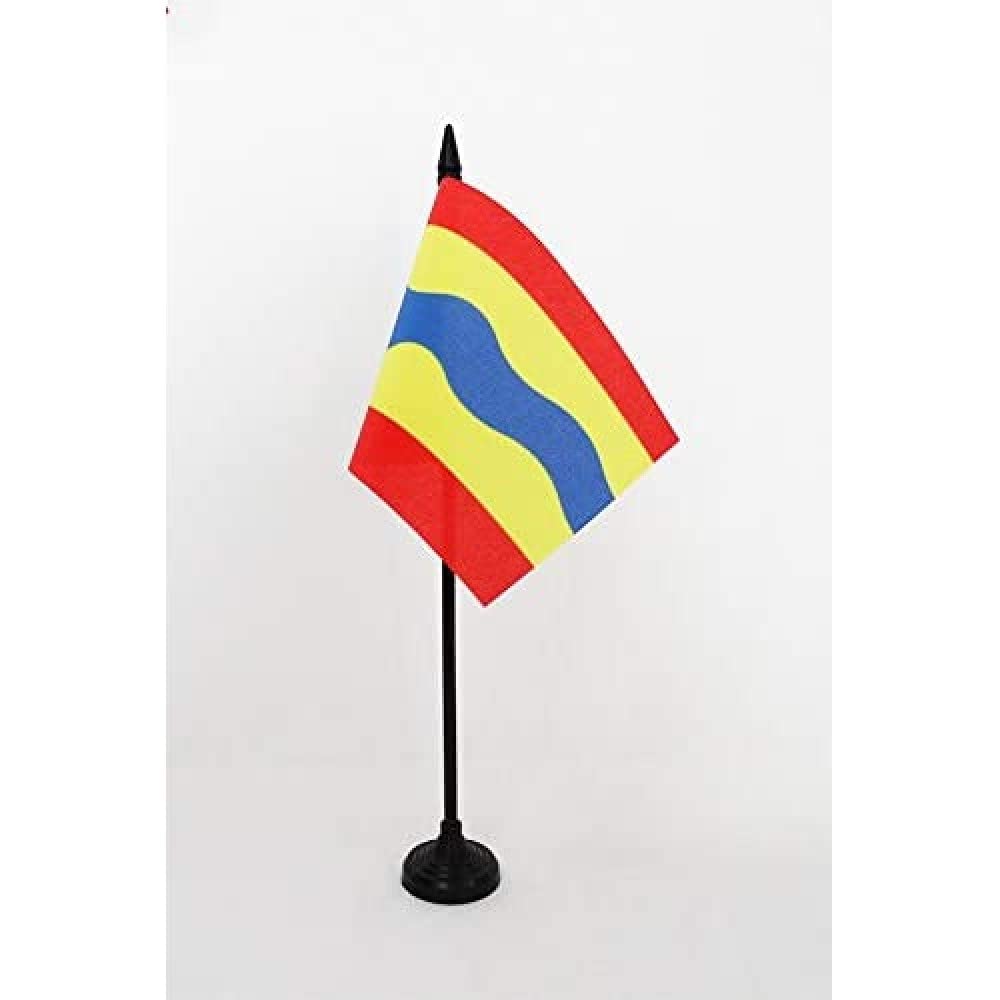AZ FLAG - Province of Overijssel Table Flag 4'' x 6'' - Overijssel Office Mini Banner 100% Polyester 15 x 10 cm - Mini Desk Flag with 10'' Pole and Black Plastic Base