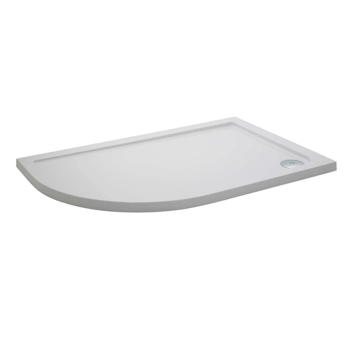 Nuie NTP110 | Modern Bathroom Left Hand Offset Quadrant Slimline Pearlstone Shower Tray, 900mm x 1000mm, Gloss White — image 1