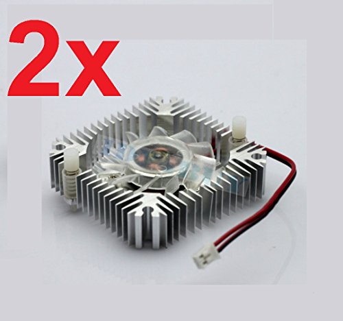 2 PCS 55mm 2pin Aluminum Snowhite Cooling Fan Heatsink Cooler VGA CPU Fs006 B7