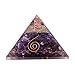 HARMONIZE Amethyst Pyramid Healing Crystal with Chakra Symbol EMF Protection Meditaton Yoga Energy Generator Home Office Accessories