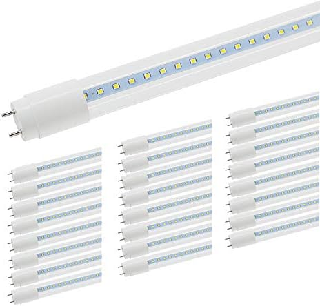 4FT Glass LED Light 5000K, Romwish 48" 18W(40W Fluorescent Replacement) 4FT Glass LED Bulbs for Garage, LED Tube Daylight, Dual-end Powered, 2000LM, Works Without Ballast, Clear Cover(25 Pack)