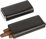 3 Cigar Leather Case with Cedar Lining by Trademark Innovations