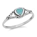 Sterling Silver Shiny Women's Simulated Turquoise Heart Ring (Sizes 4-10) (Ring Size 9)