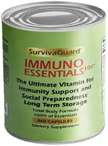 Long Term Storage Vitamins - 360 Capsule SurvivaGuard ImmunoEssentials100 Vitamins - #10 Can 6 Month Supply | 100% of Every Single Essential Vitamin | Emergency Peparedness | 10 Year Shelf Life