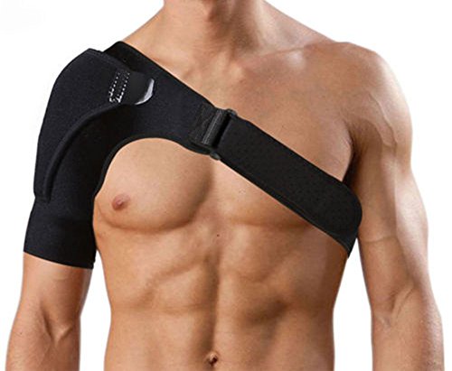 Shoulder Stability Brace with Pressure pad - Breathable Neoprene Shoulder Support for Dislocated AC Joint, Shoulder Pain, Injury - Compression Sleeve with Adjustable Strap Band - by Cruz Products