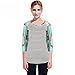 Fedi Apparel Womens 3/4 Sleeve Crew Neck Blouse Loose Shirt Letter Floral Printed Top