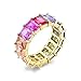 NYC Sterling Women's Gold Plated .925 Silver Emerald Rainbow Eternity Ring